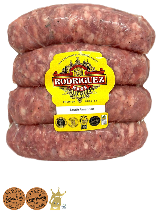 Parrillero South American Chorizo Random weight approx. 1kg packet 8 pieces regular price $18.00 AUD. You are guaranteed to receive at least 950g of product, equivalent price of $18.95 per kg.