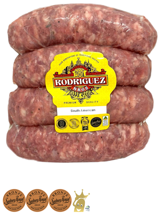 Parrillero South American Chorizo Random weight approx. 1kg packet 8 pieces regular price $18.00 AUD. You are guaranteed to receive at least 950g of product, equivalent price of $18.95 per kg.