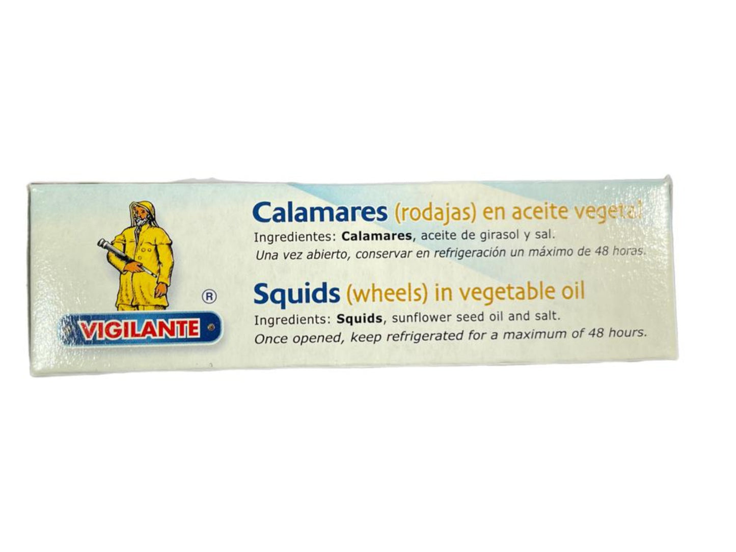 Vigilante Calamares Rodajas en Aceite Vegetal Calamari in Vegetable Oil 115g