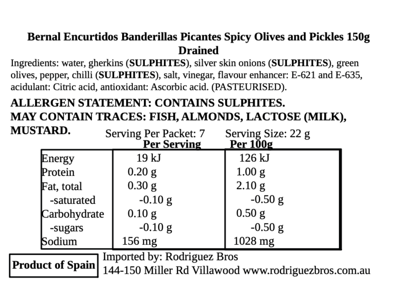 Bernal Banderillas Picantes Spicy Banderillas Cocktail 300g ea- 4 pack- 1200g total (Best Before 03-05-2027)