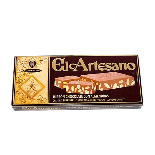 El Artesano Turron Chocolate Con Almendras Spanish Chocolate Nougat with Almonds 200g