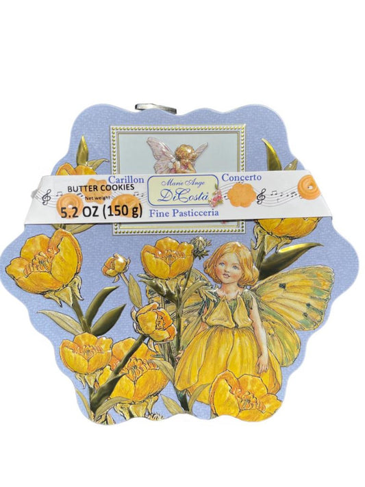 Marie Ange di Costa Italian Flower Fairy Music Box with Butter Cookies--Stella in Cyan 140g
