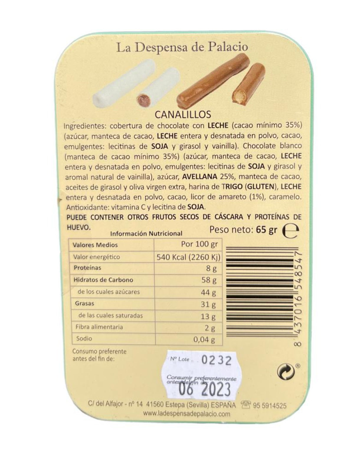 La Despensa de Palacio Canalillos Spanish Chocolate Cigars in Decorative Tin—Los Trillizos 65g