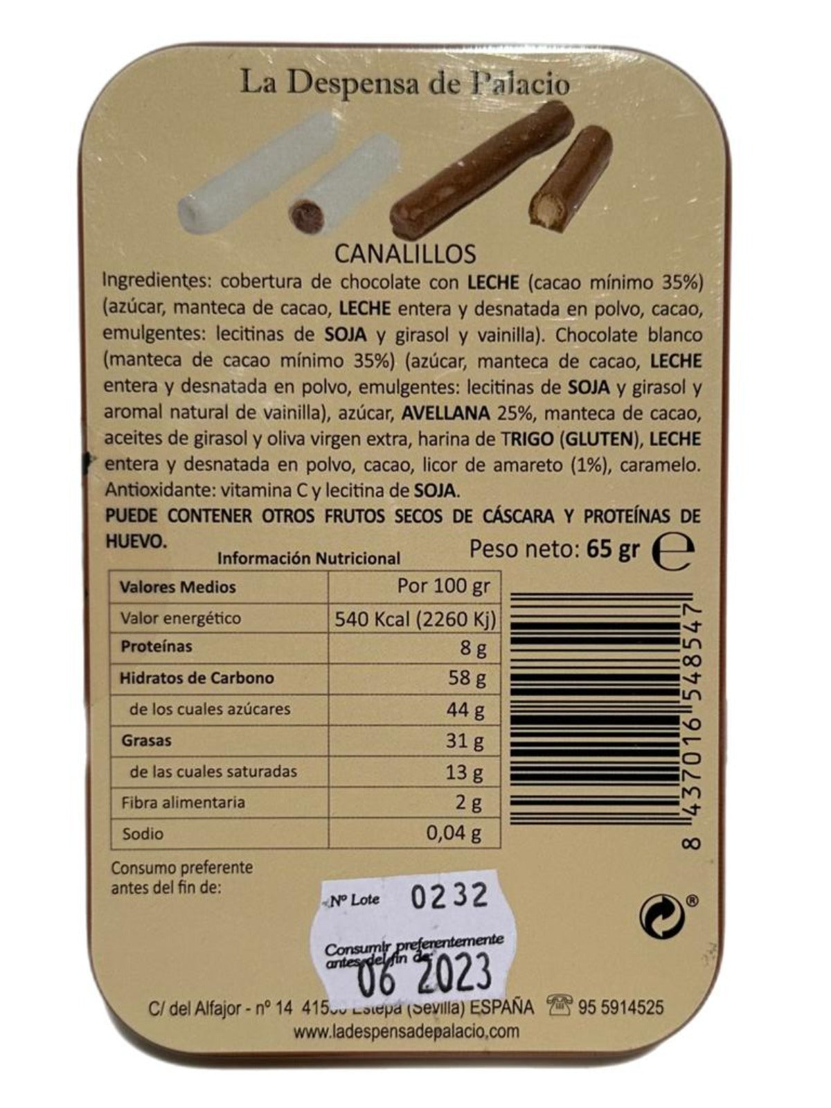 La Despensa de Palacio Canalillos Spanish Chocolate Cigars in Decorative Tin—La Conversación 65g