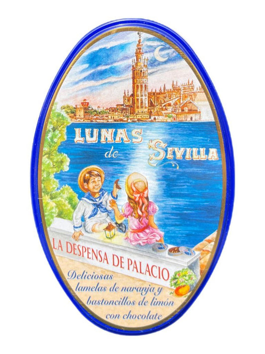 La Despensa de Palacio Lunas de Sevilla Spanish Candied Citrus in Decorative Tin 150g (Best before end of May/24)