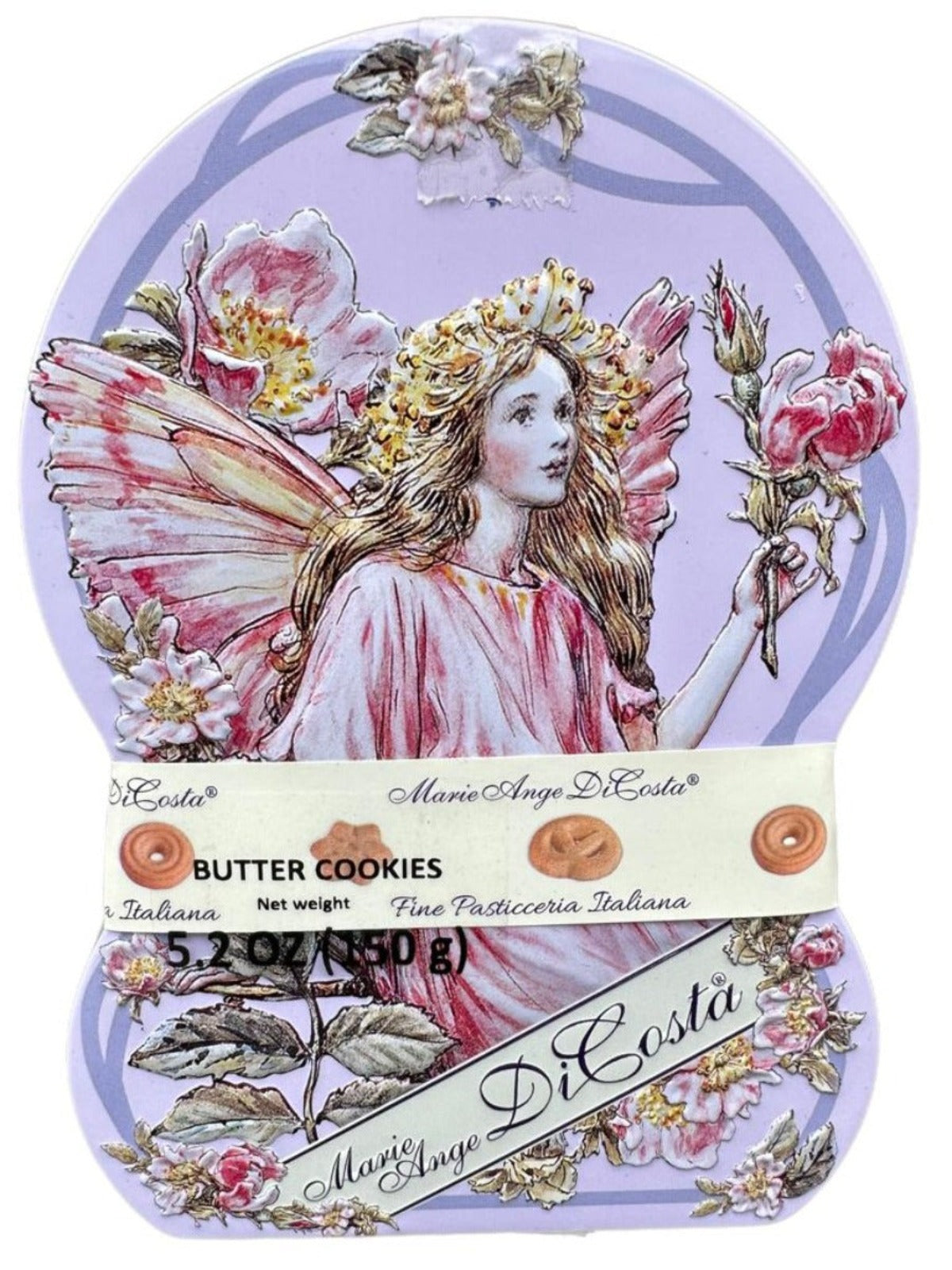 Marie Ange di Costa Flower Fairy Italian Butter Biscuits--The Hour Glass in Lavender 140g