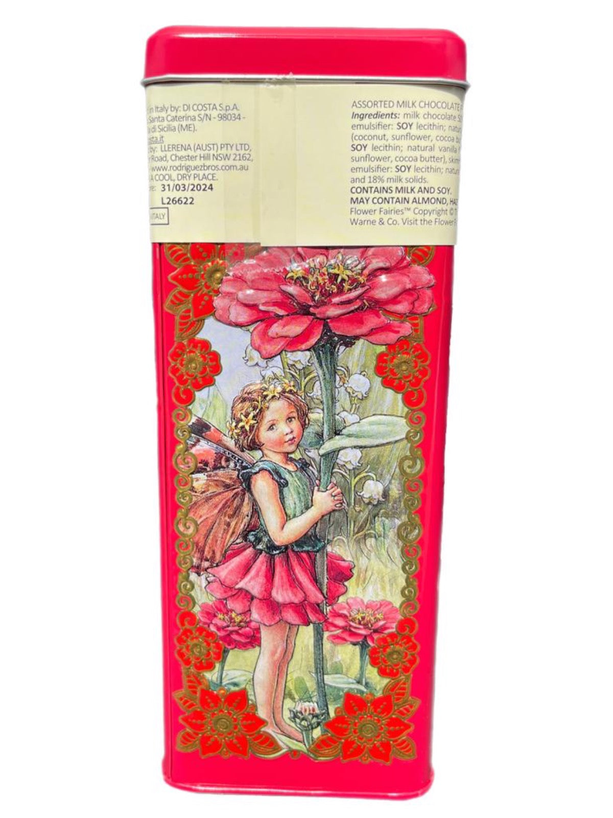 Marie Ange di Costa Flower Fairy Italian Praline Chocolates-- Snella in Crimson 140g