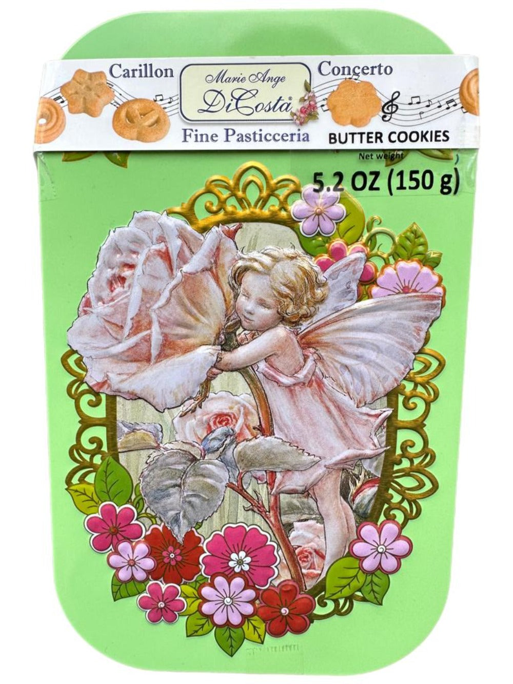 Marie Ange di Costa Flower Fairy Italian Tin with Butter Biscuits—Bambina Series in Lime 140g