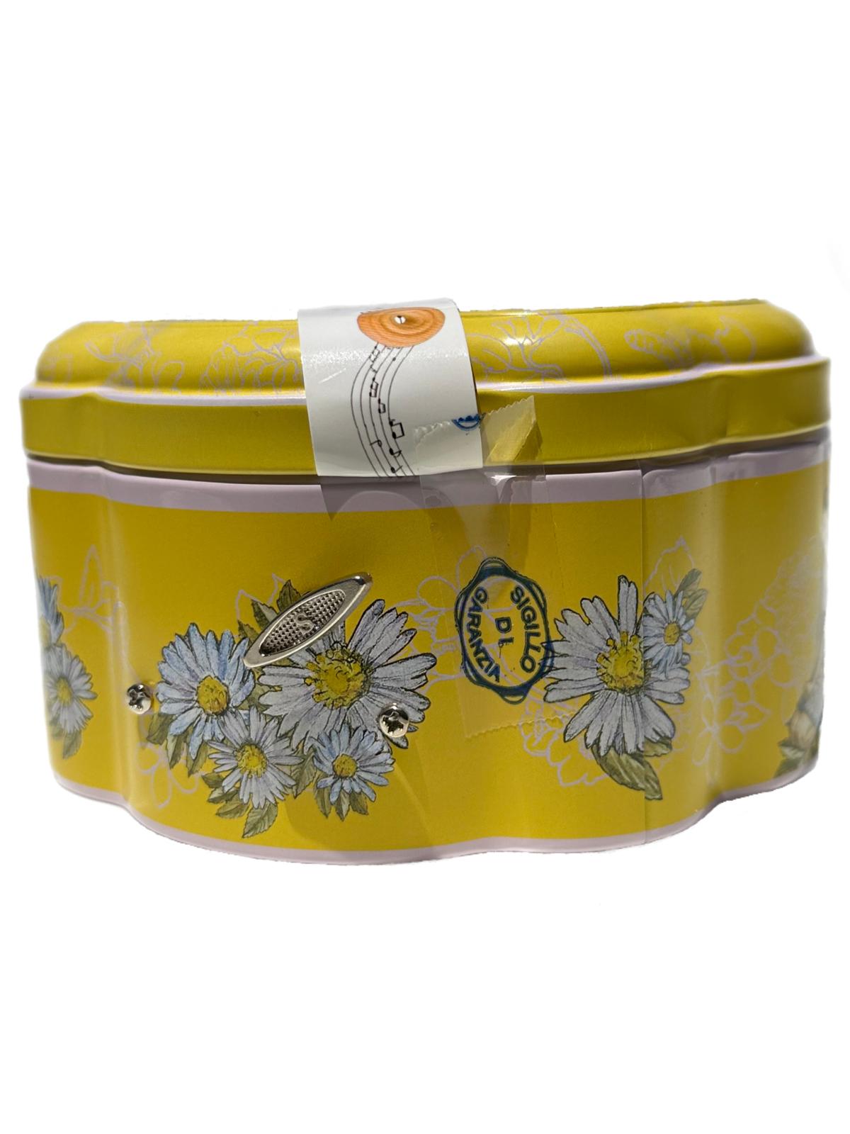Marie Ange di Costa Italian Music Box Tin with Butter Biscuits—Scalloped in Lemon 140g