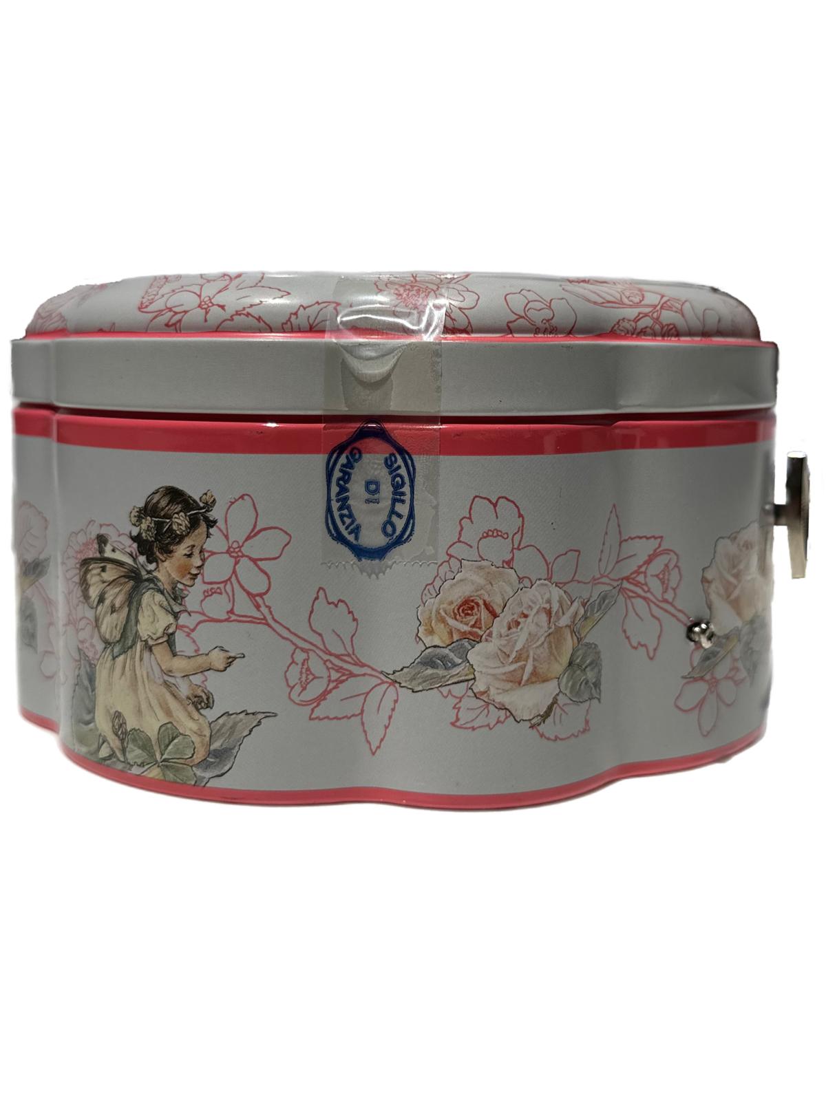 Marie Ange di Costa Italian Music Box Tin with Butter Biscuits—Scalloped in Pink 140g