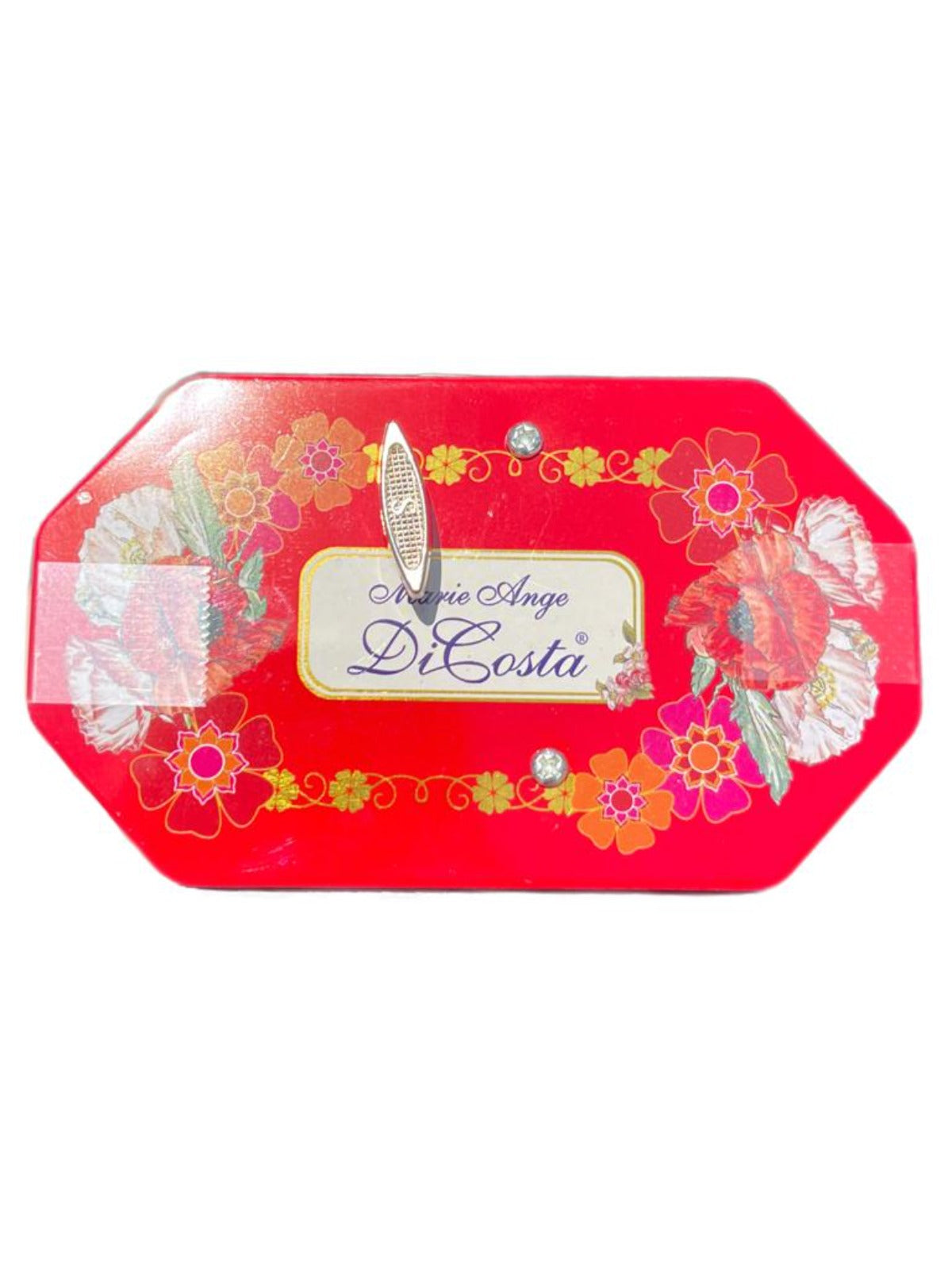 Marie Ange di Costa Italian Music Box Tin with Praline Chocolate-Octagonal in Scarlet 140g