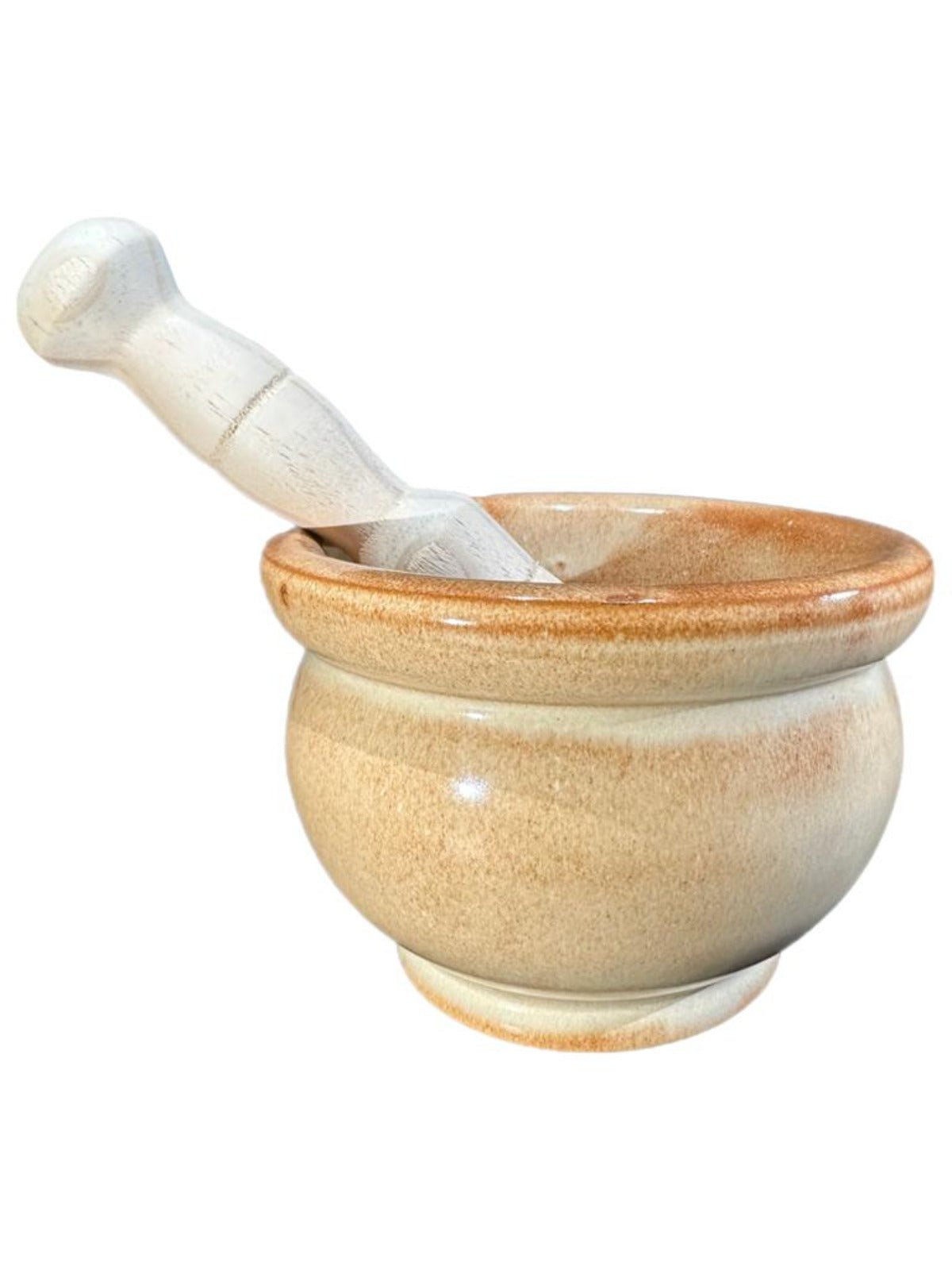 HP Padilla Mortero Spanish Terracotta Mortar and Pestle stone-wash glaze finish 14cm
