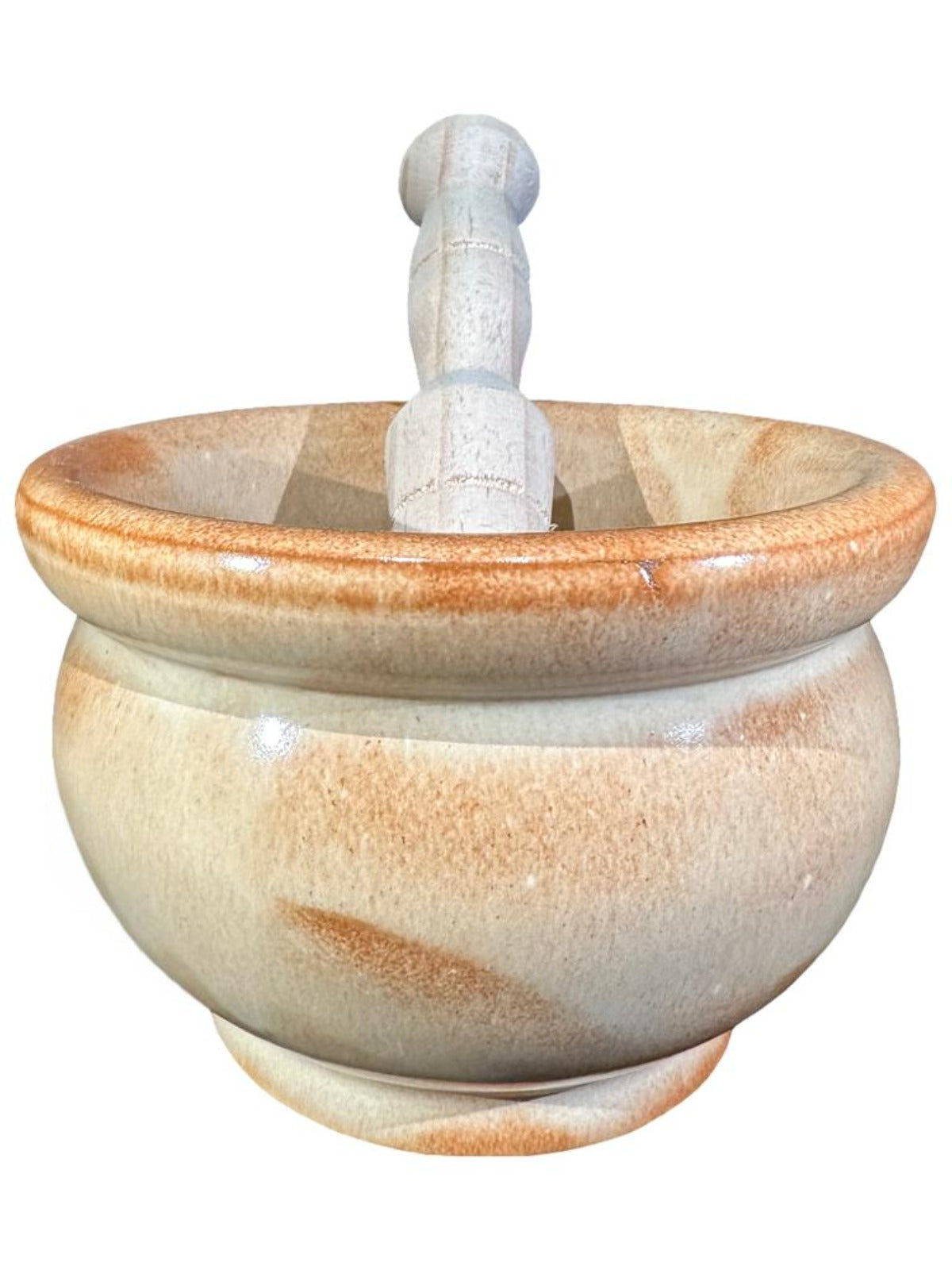 HP Padilla Mortero Spanish Terracotta Mortar and Pestle stone-wash glaze finish 14cm