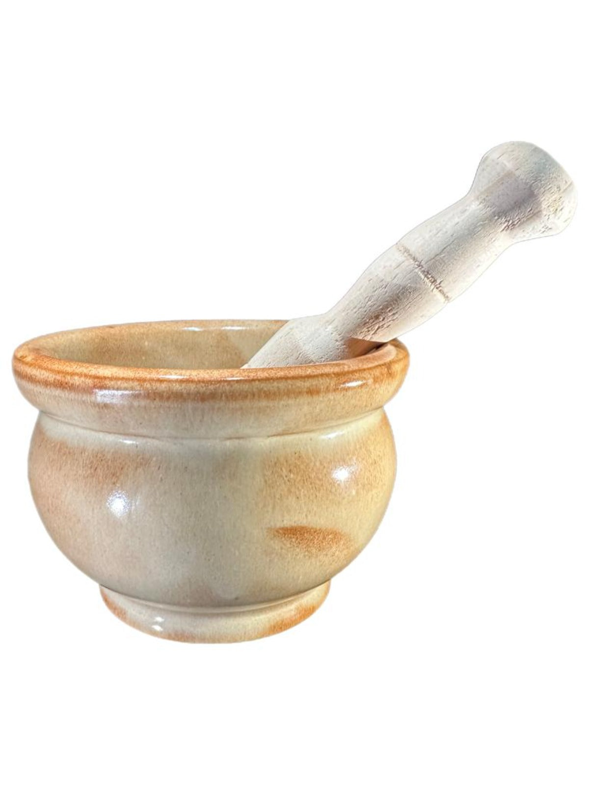 HP Padilla Mortero Spanish Terracotta Mortar and Pestle stone-wash glaze finish 14cm