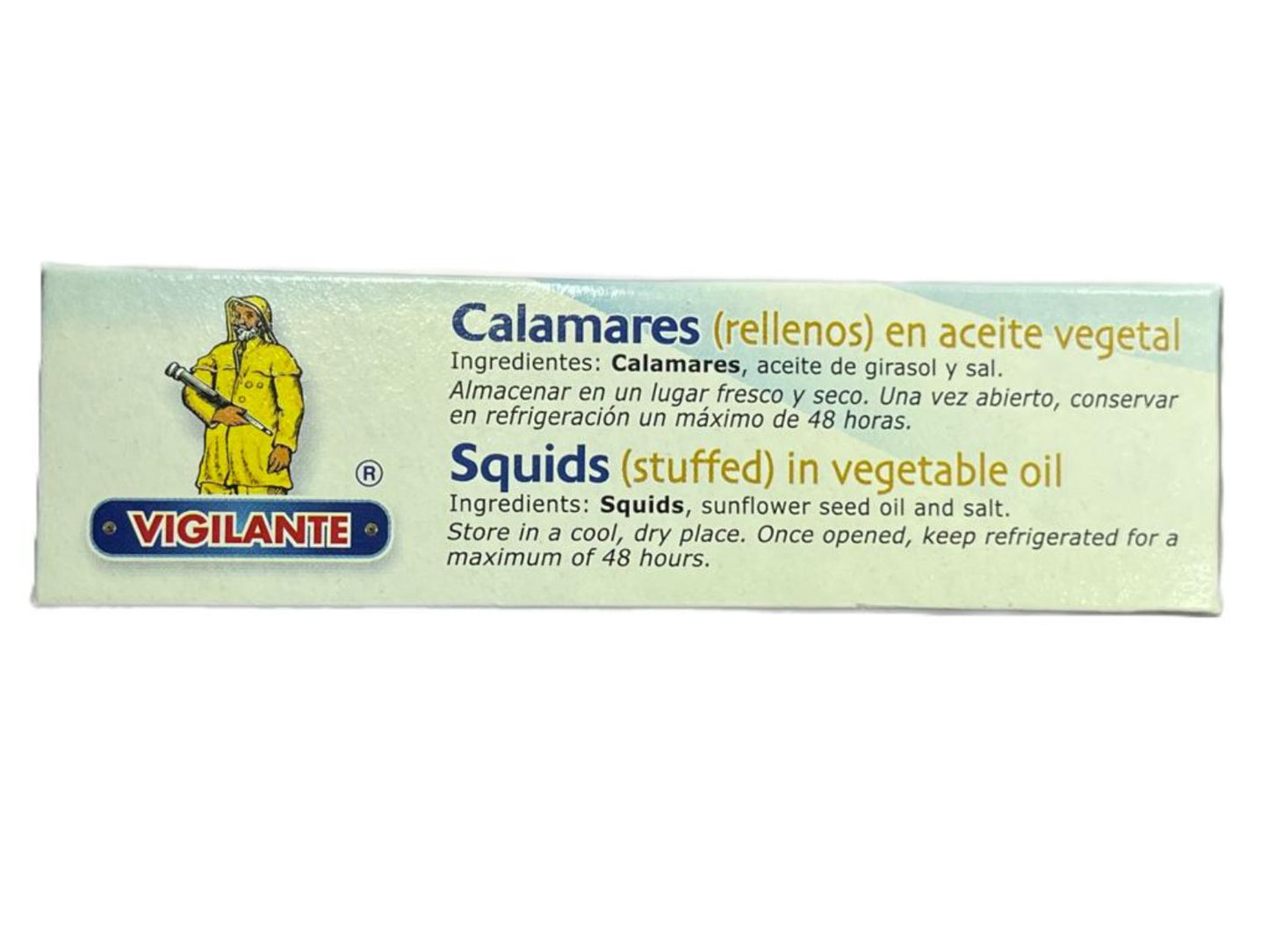 Vigilante Calamares Rellenos en Aceite Vegetal Squid in Vegetable Oil 111g