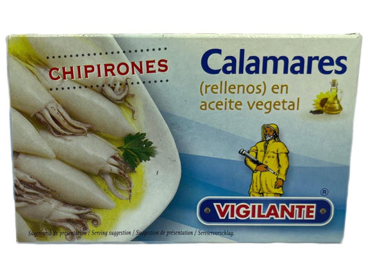 Vigilante Calamares Rellenos en Aceite Vegetal Squid in Vegetable Oil 111g