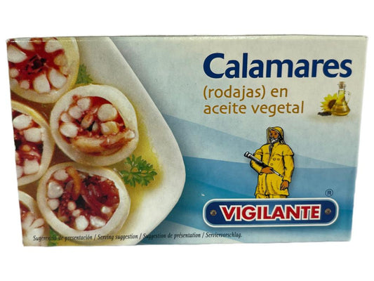 Vigilante Calamares Rodajas en Aceite Vegetal Calamari in Vegetable Oil 115g