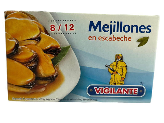 Vigilante Mejillones en Escabeche Spanish Pickled Mussels 115 g
