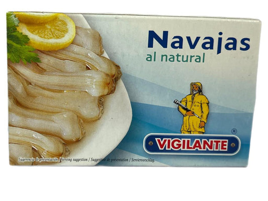 Vigilante Navajas al Natural Razor Clams in Brine 115g Gross 63g Drained